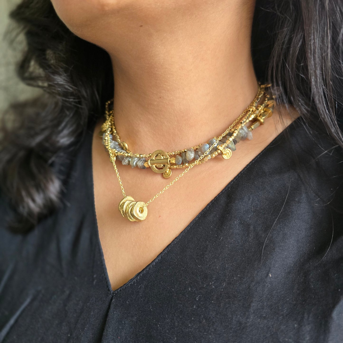 Labradorite layered necklace