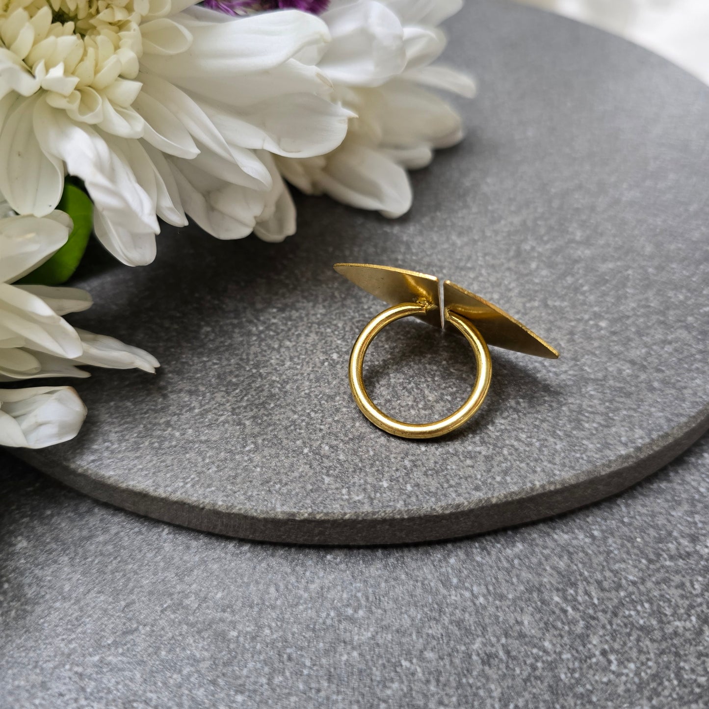 Bold Brass Arch Ring - Gold plated