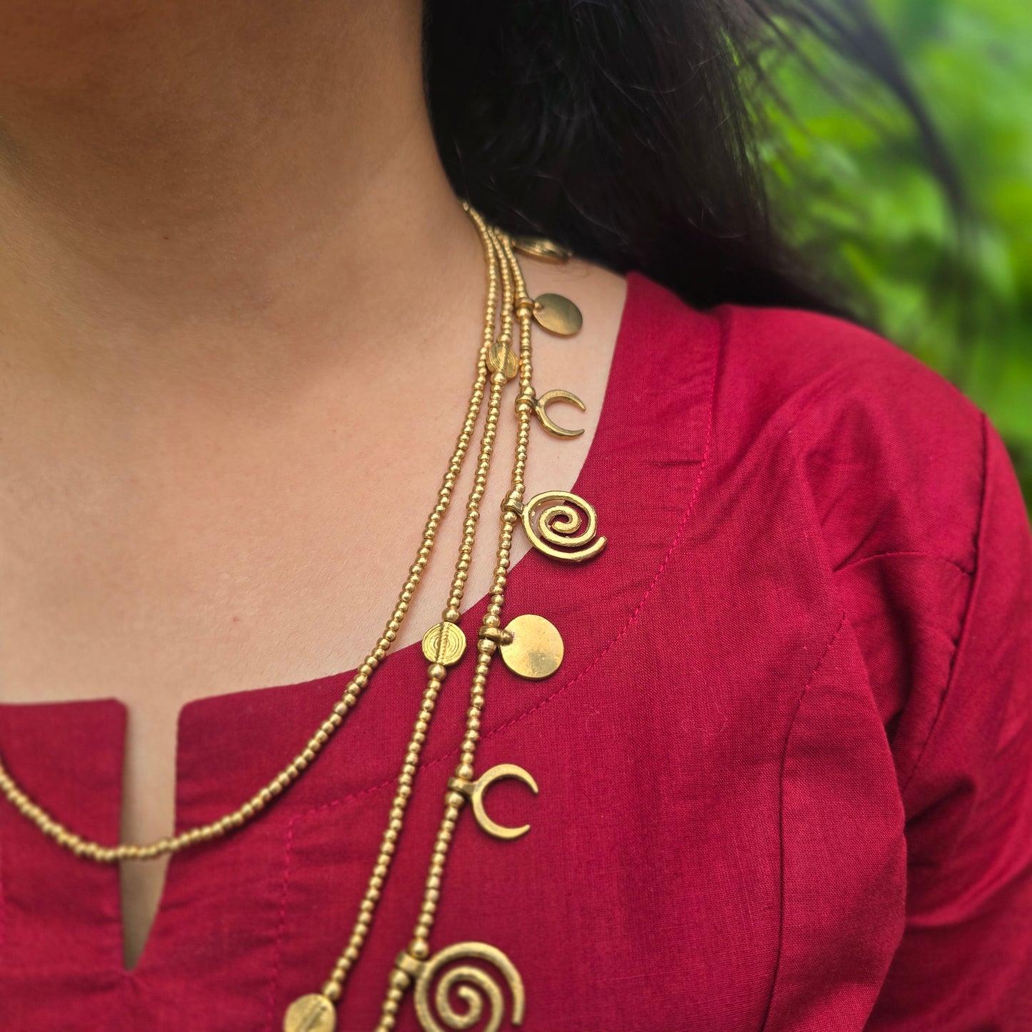 Layered Statement Brass Charm Necklace