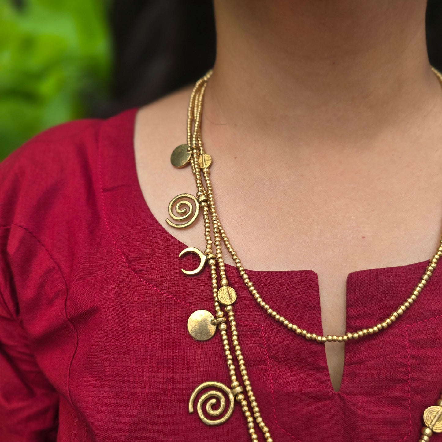 Layered Statement Brass Charm Necklace