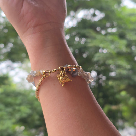 Labradorite Bracelet with Bird Charms