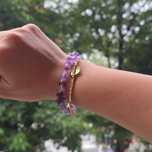 Amethyst Bracelet with Bird Charms