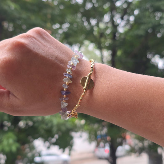Green Fluorite Bracelet with Bird Charms