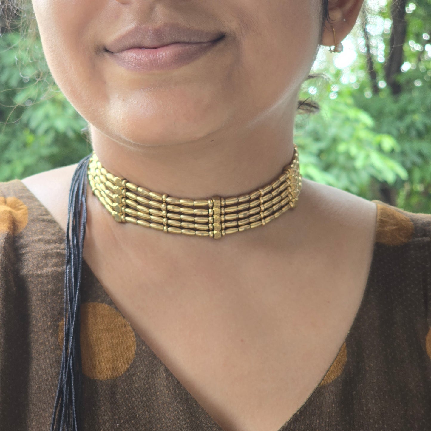 Classic Brass Beaded Choker
