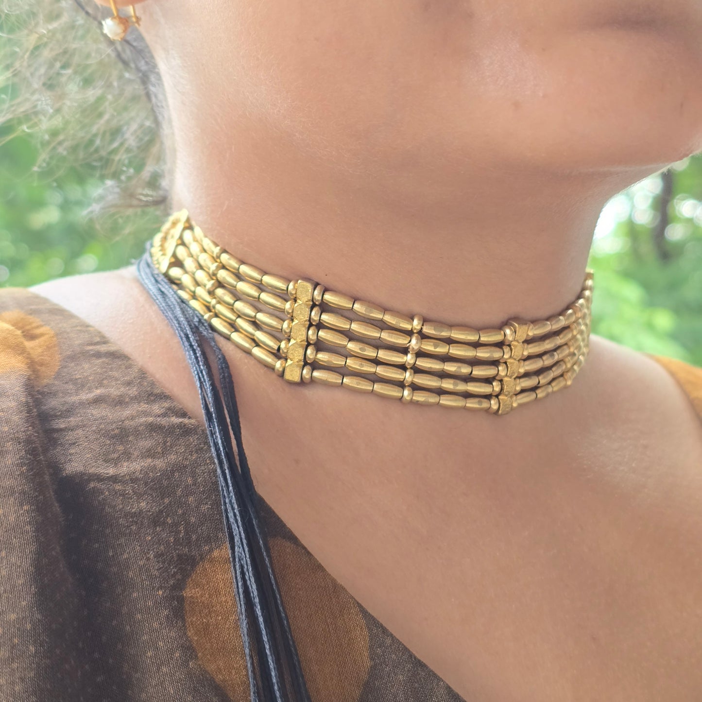 Classic Brass Beaded Choker