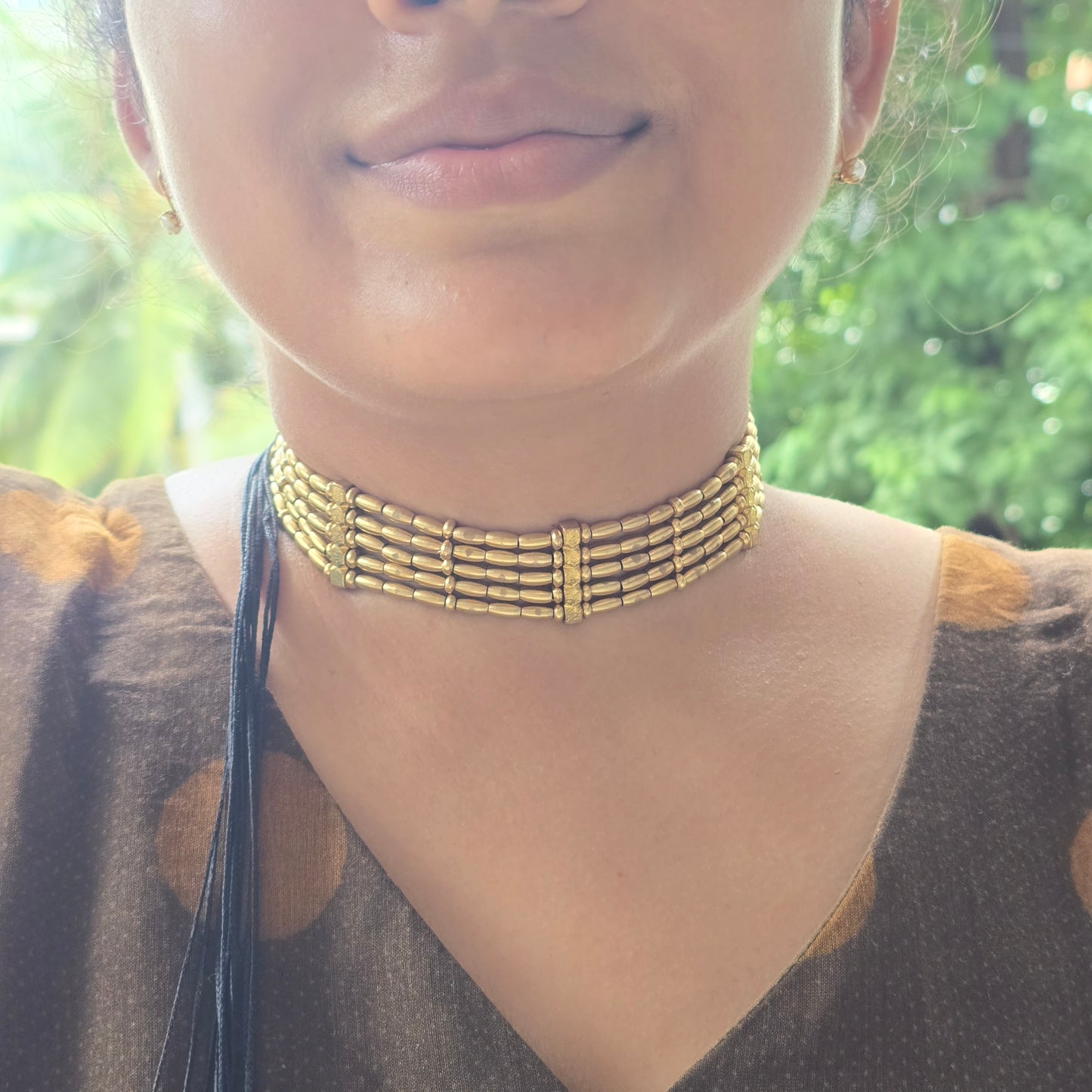 Classic Brass Beaded Choker