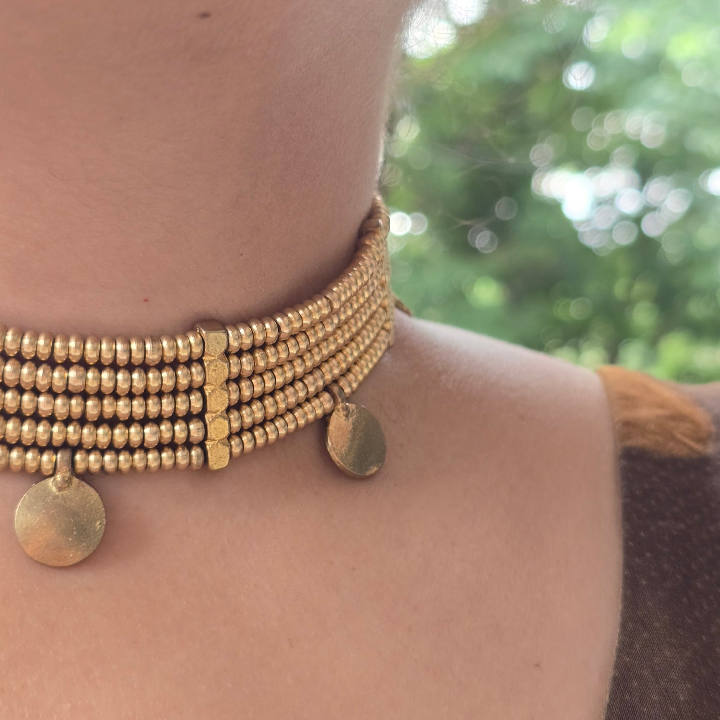 Medallions Brass Charm Choker