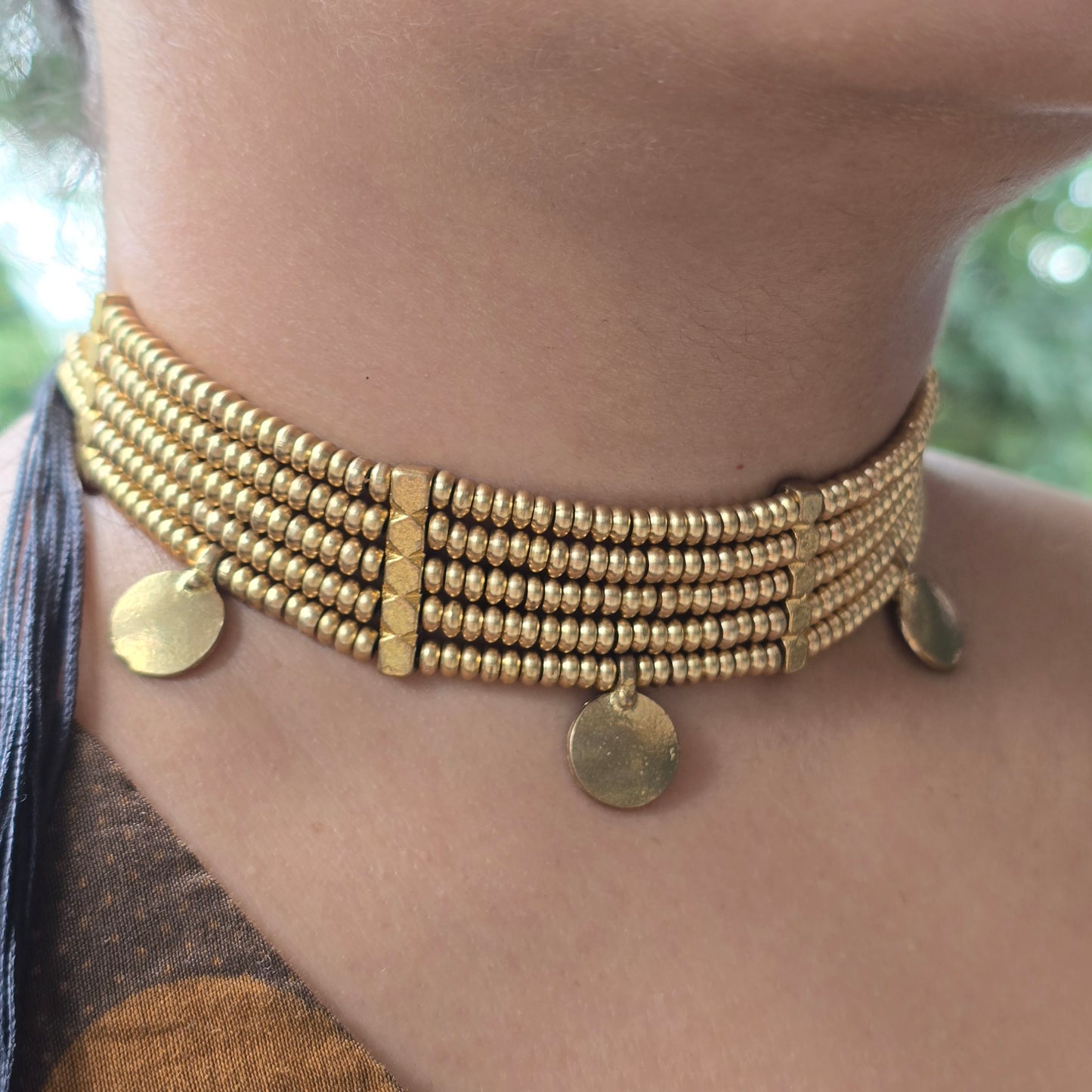 Medallions Brass Charm Choker