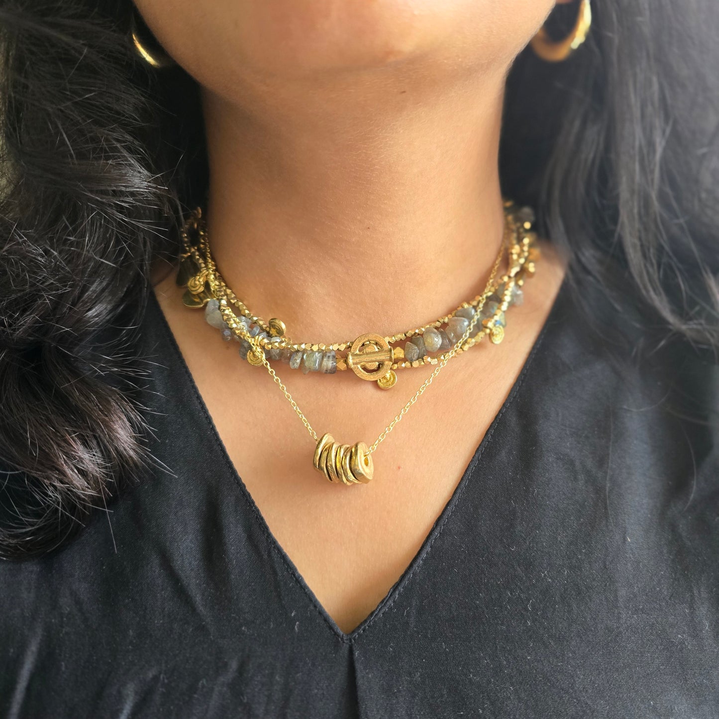 Labradorite layered necklace