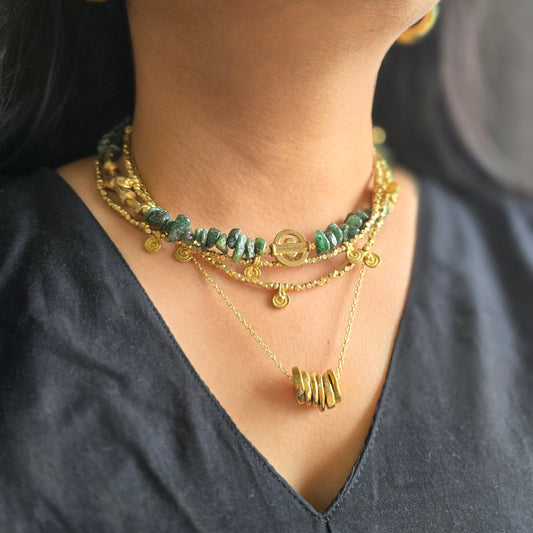 Green maize layered necklace