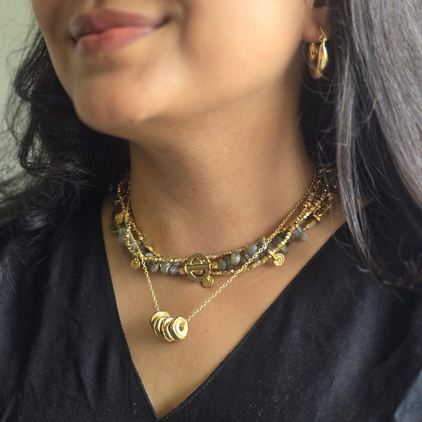 Labradorite layered necklace