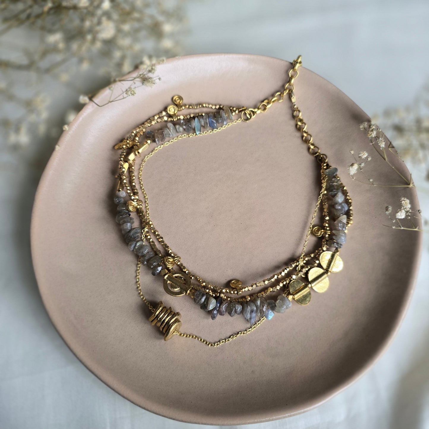 Labradorite layered necklace