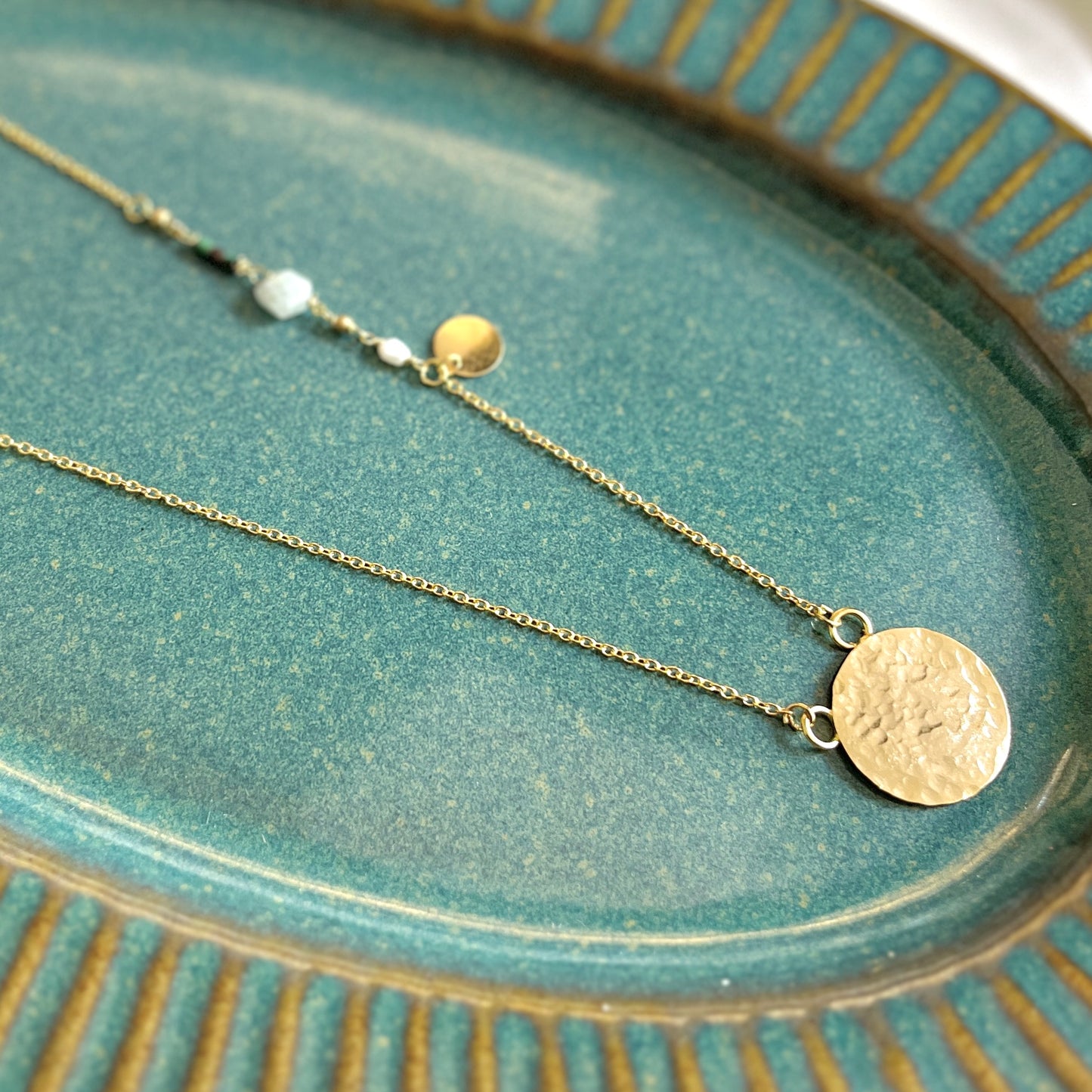 hammered disc necklace