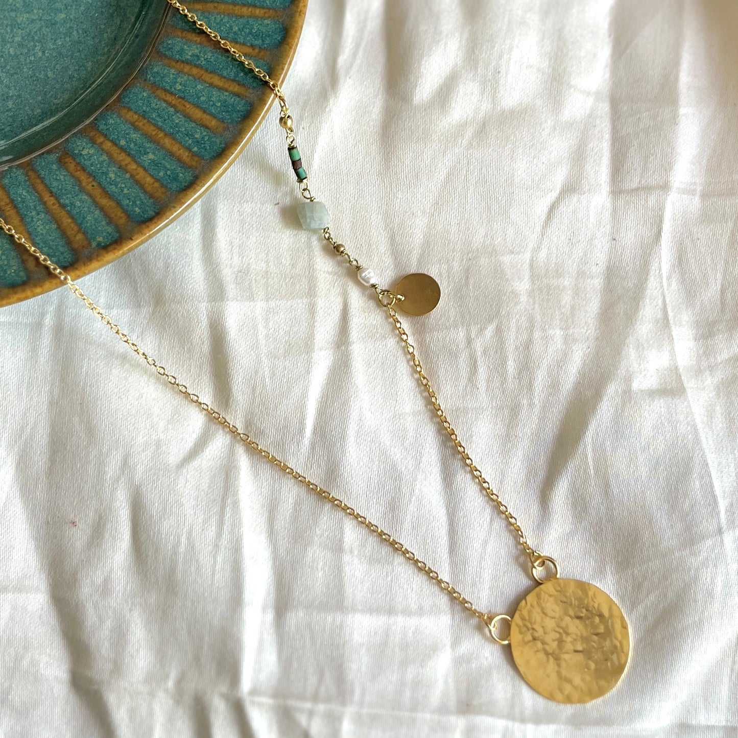hammered disc necklace