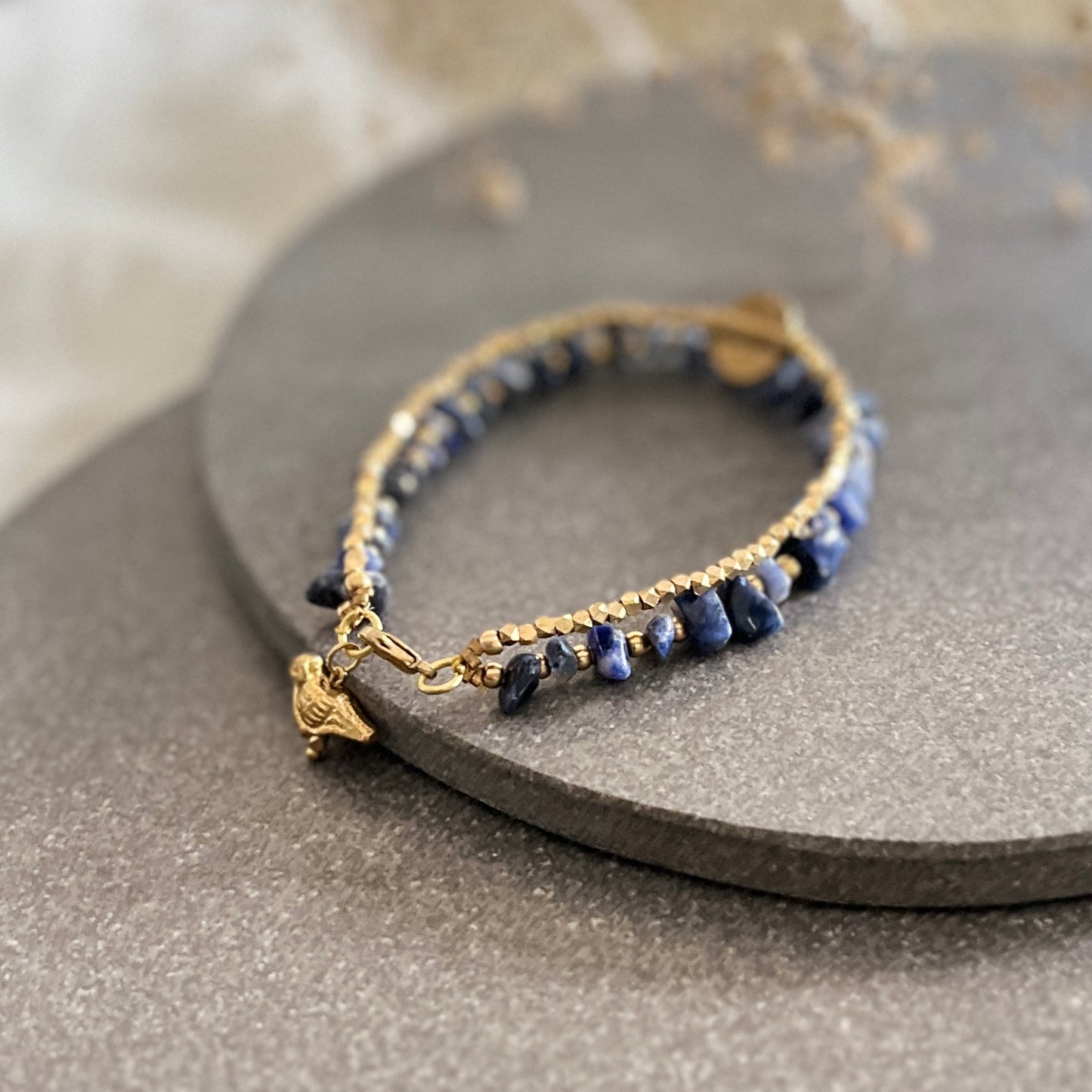 Lapis Lazuli Bracelet with Bird Charms