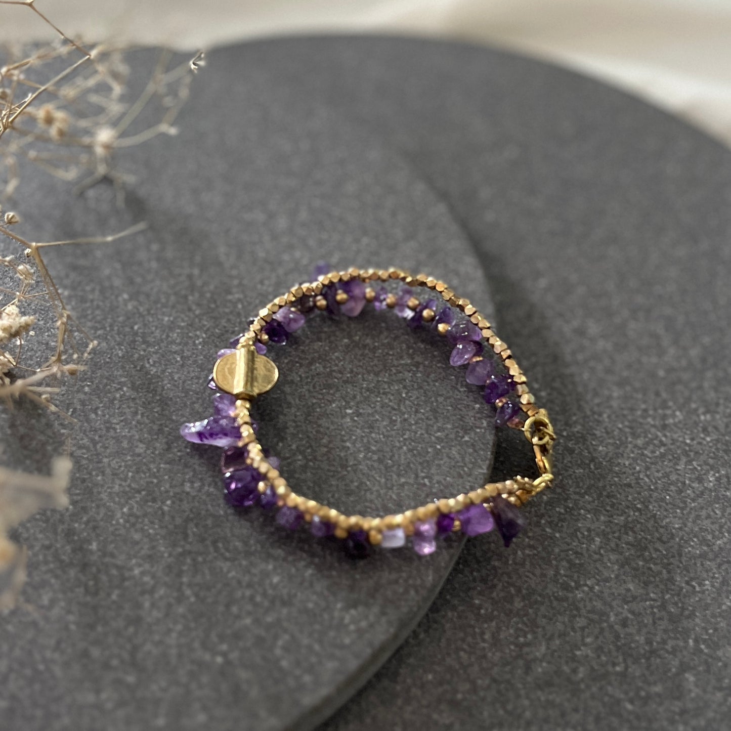 Amethyst Bracelet with Bird Charms
