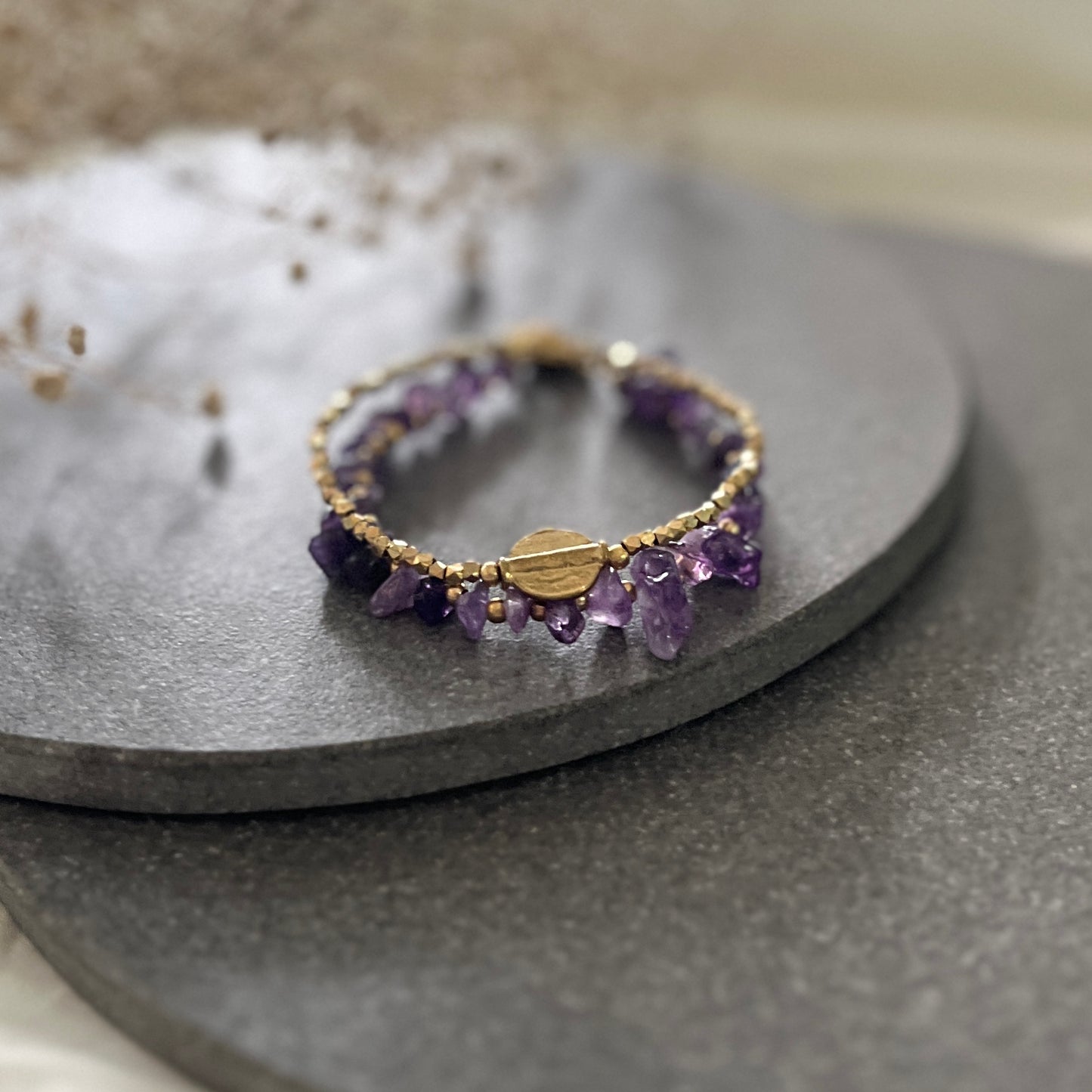 Amethyst Bracelet with Bird Charms