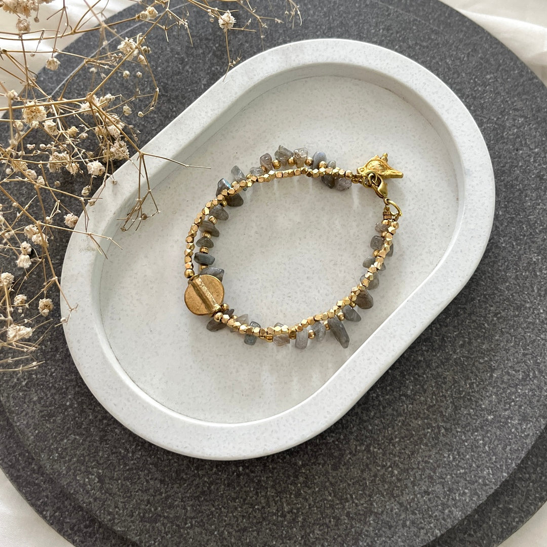 Labradorite Bracelet with Bird Charms
