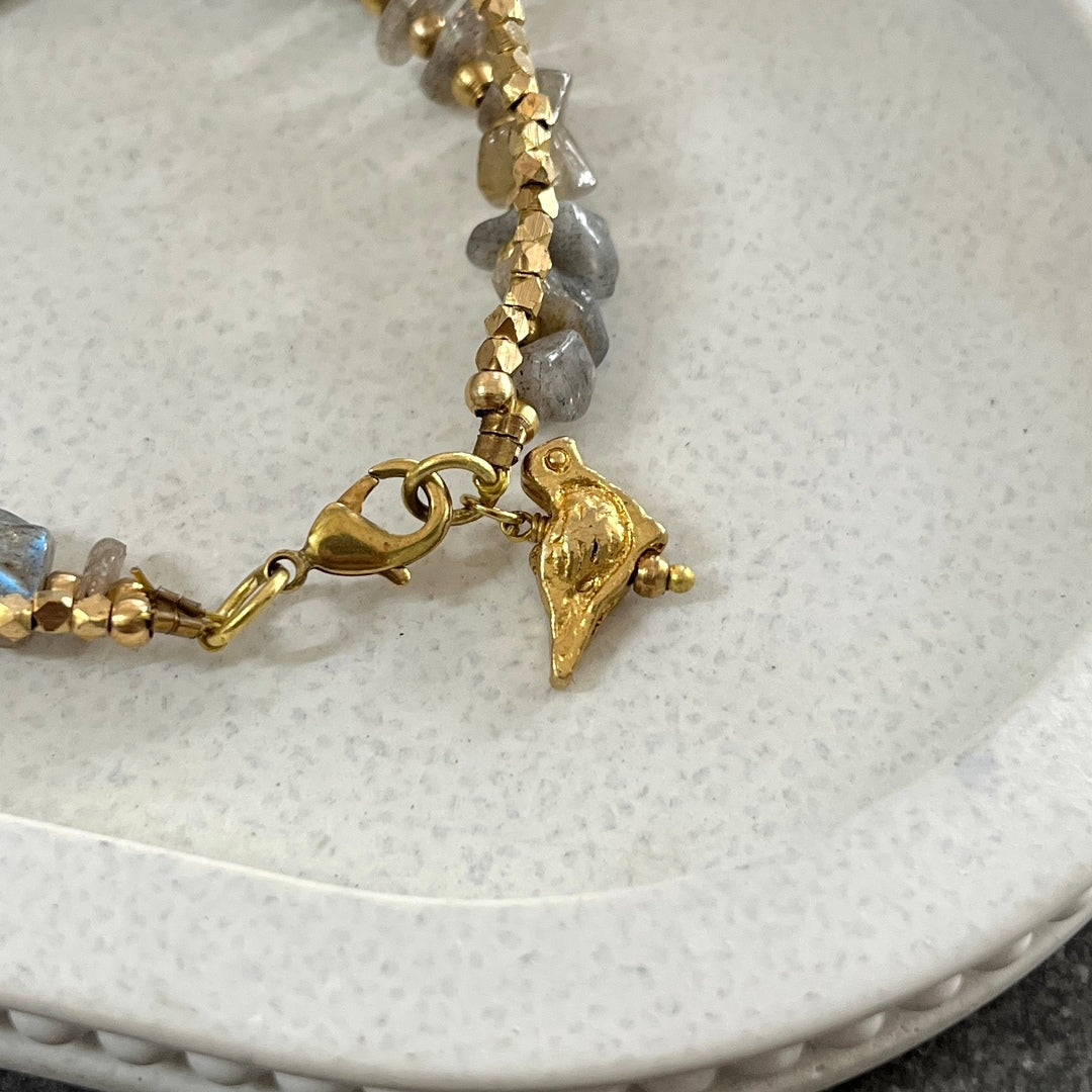Labradorite Bracelet with Bird Charms