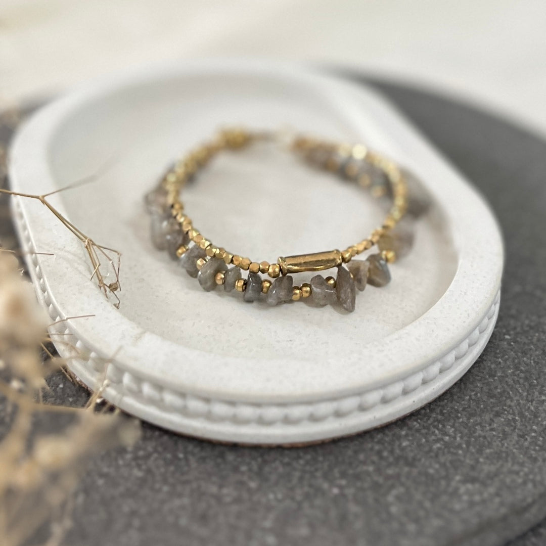 Labradorite Bracelet with Bird Charms