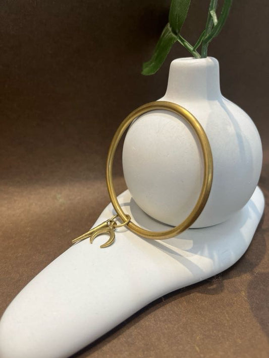 Solid Brass Bangle - Crescent