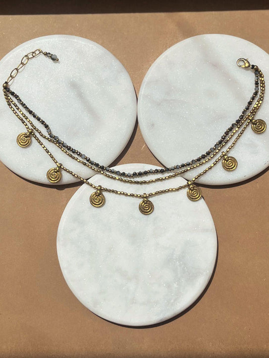 Smokey Quartz Layered Anklet