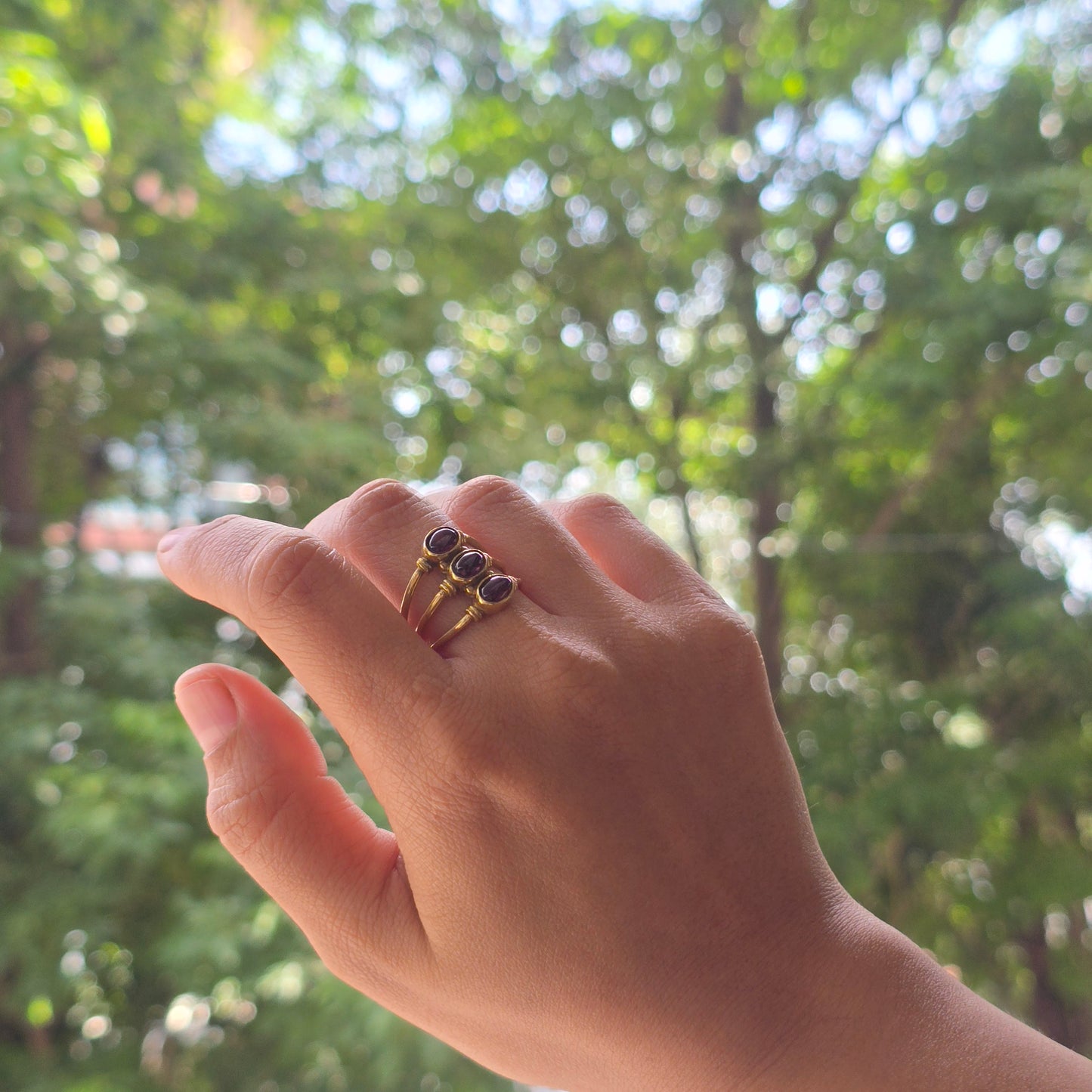 Garnet trio ring