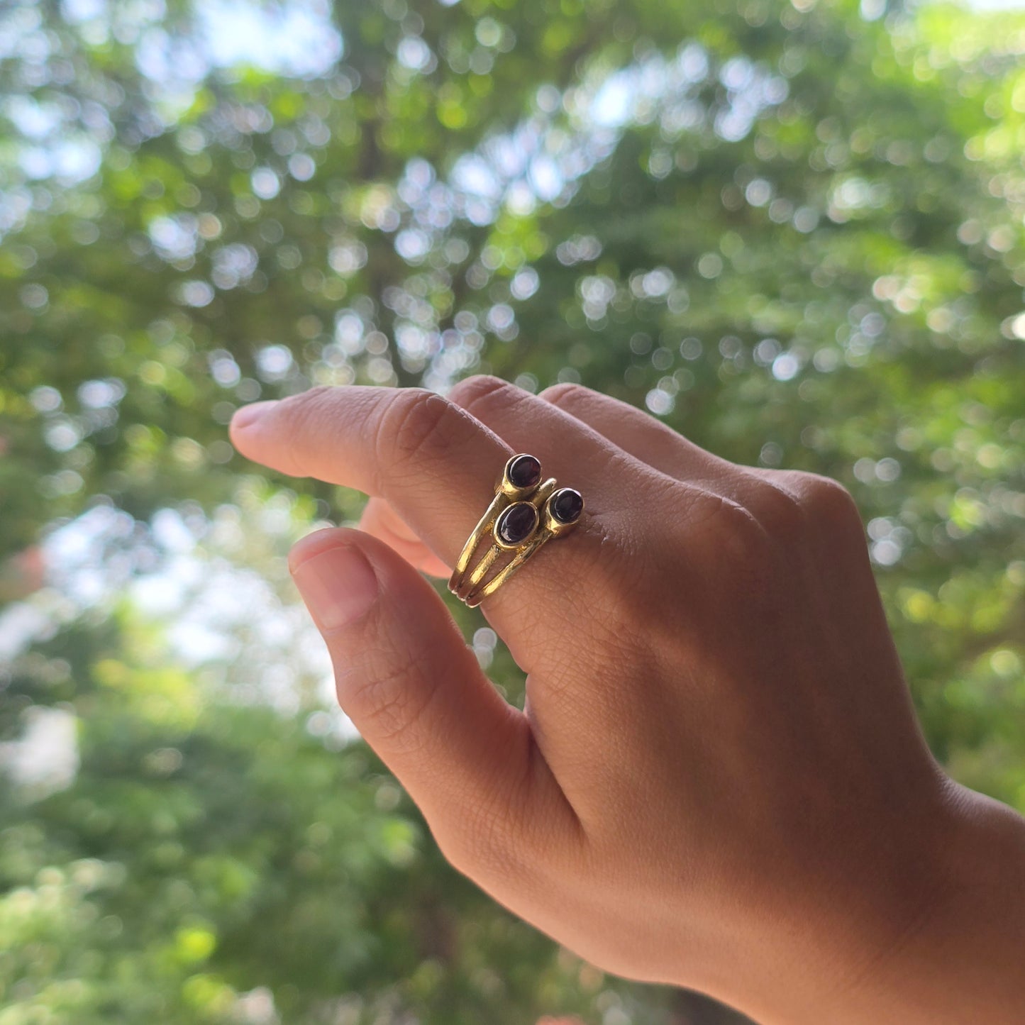 Stacked ring - Garnet