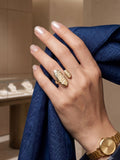 Sculptural Textured Oval Open Statement Finger Ring