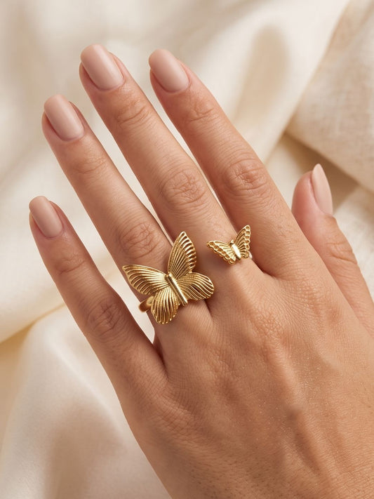 Twin Butterfly Open Ring