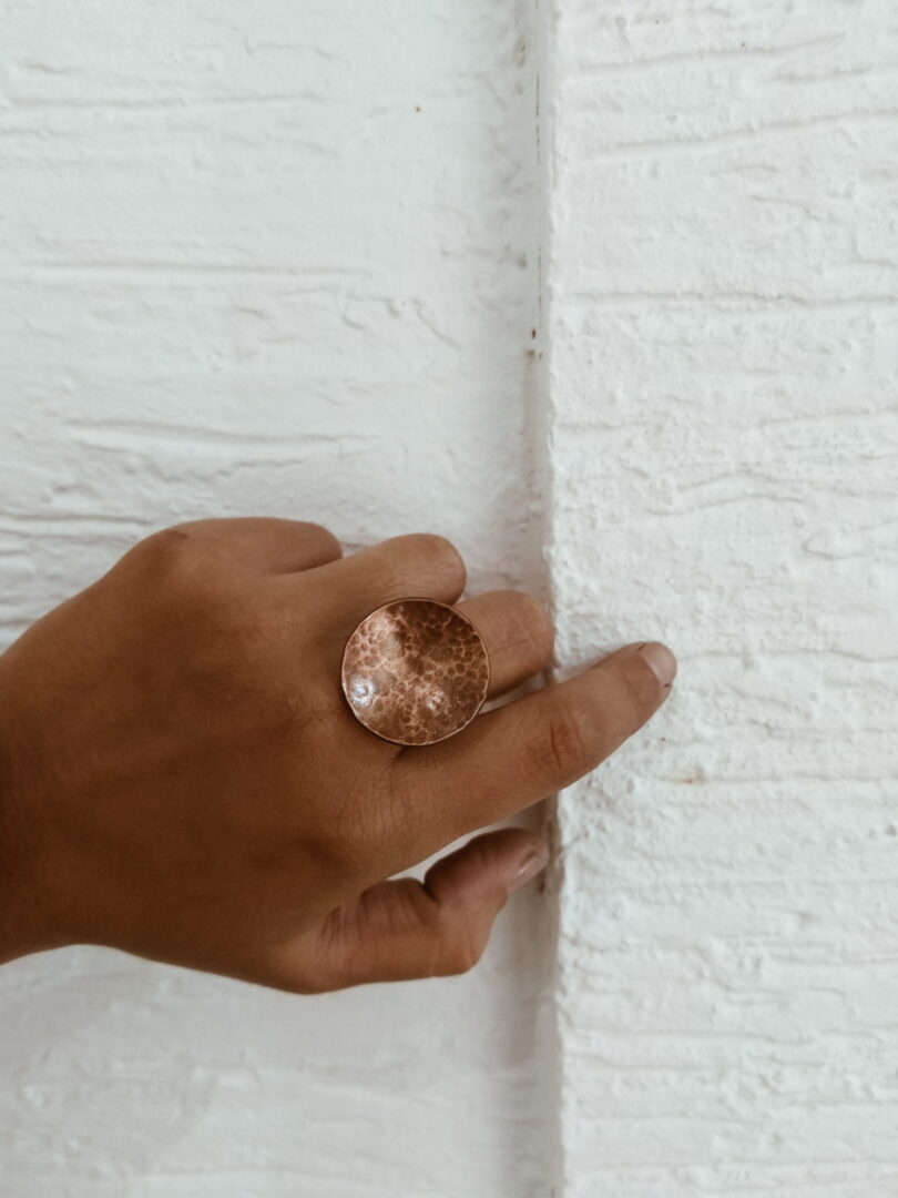 Hammered dome ring - copper