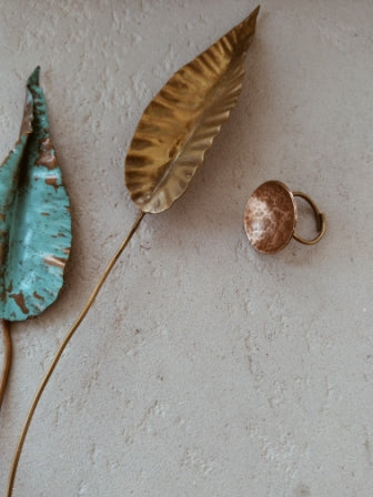 Hammered dome ring - copper