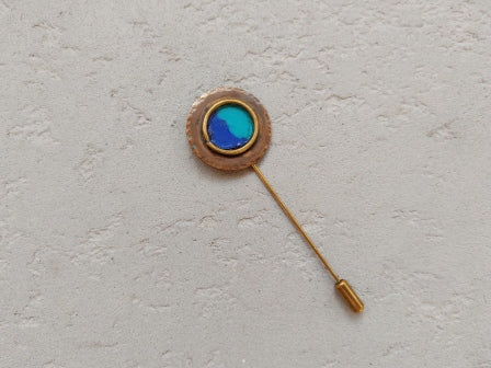 Disc Lapel pin - Cobalt and turquoise