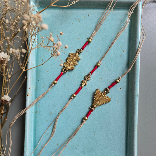 Brass Motifs Rakhis - set of 3