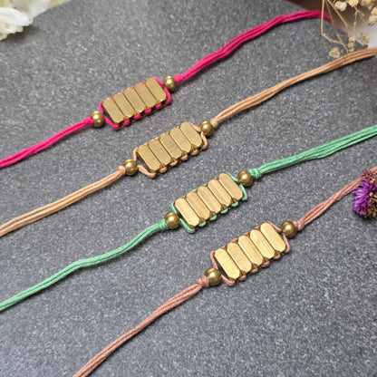 Rectangle Brass Beads Rakhi - english color