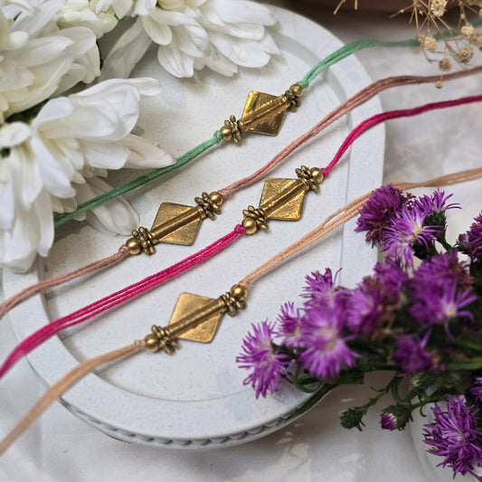 Diamond Brass Bead Rakhi - english color