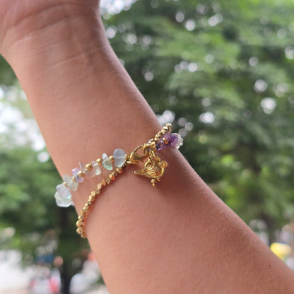 Green Fluorite Bracelet with Bird Charms