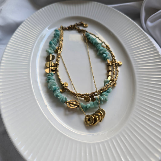 Aqua Green Layered necklace