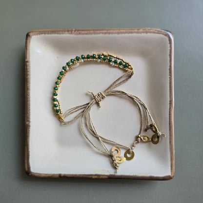 Green Onyx Lumba Bracelet with Brass Charms