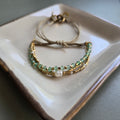 Aqua Green Onyx Lumba Bracelet with Brass Charms