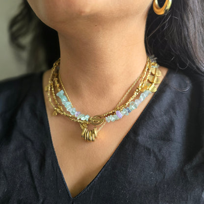 Green fluorite layered necklace