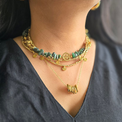 Green maize layered necklace