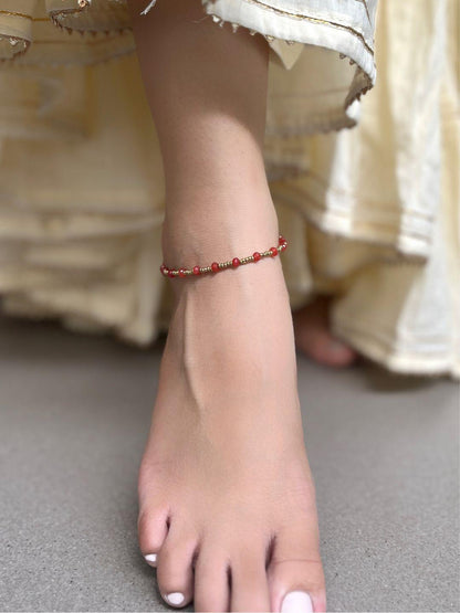 Crimson Bloom Anklet