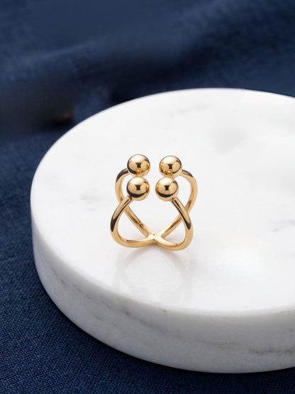 Gold-Toned 2-in-1 Reversible Criss-Cross Ring