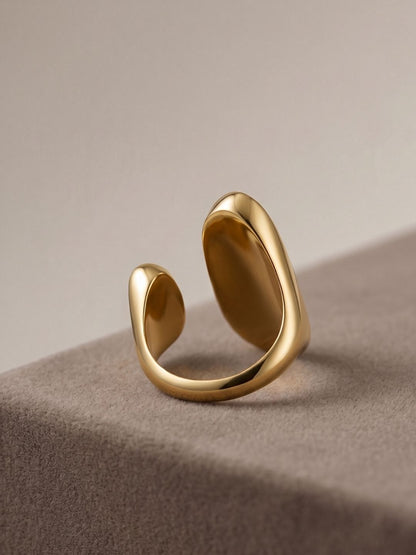 Sculptural Textured Oval Open Statement Finger Ring