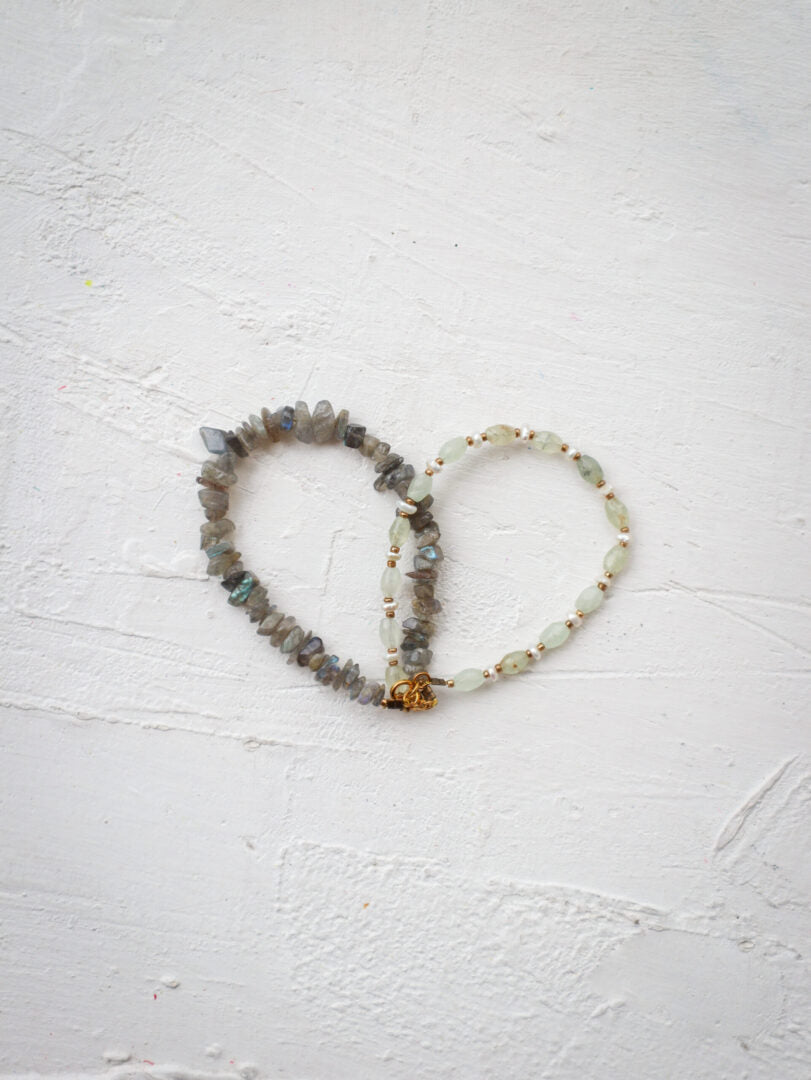 Aquamarine and labradorite bracelet