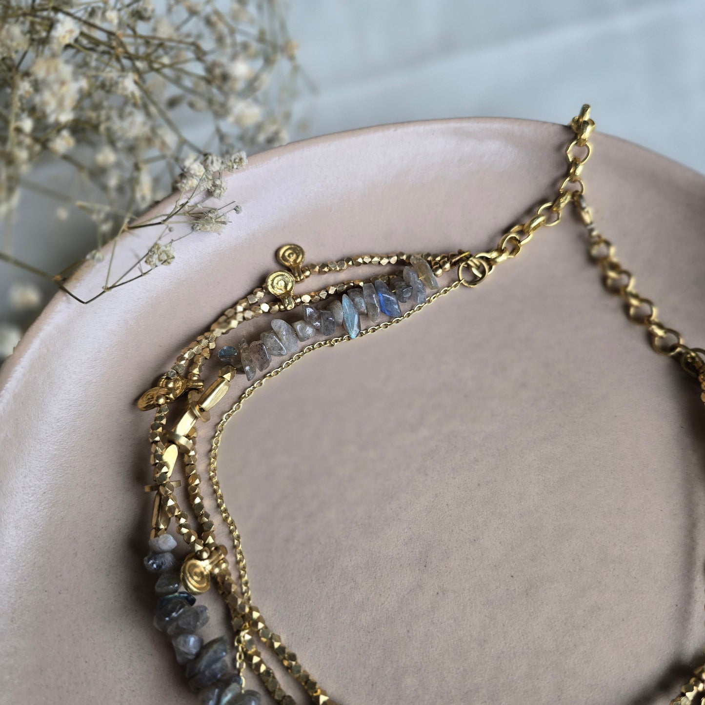 Labradorite layered necklace