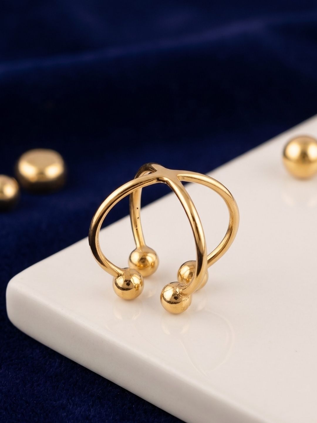 Gold-Toned 2-in-1 Reversible Criss-Cross Ring