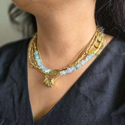 Green fluorite layered necklace