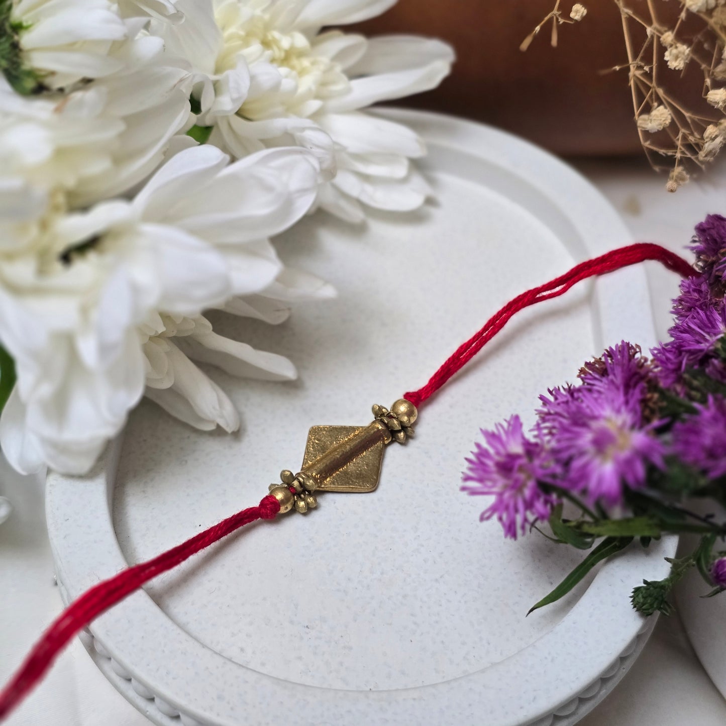 Diamond Brass Bead Rakhi